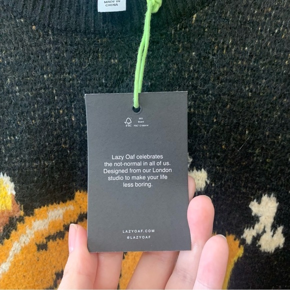 Lazy Oaf Black Roast Turkey Jumper Sweater Size Small NWT New - Picture 13 of 15